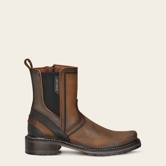 1J2ORS - Cuadra brown casual cowboy cowhide Chelsea ankle boots for men-Kuet.us