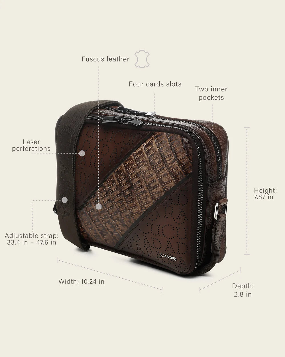 BOC48FY - Cuadra honey casual fashion caiman crossbody messenger bag