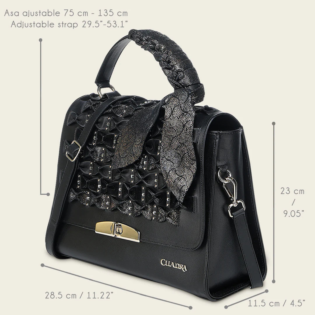 BOD3MRS - Cuadra black dress fashion leather purse for women
