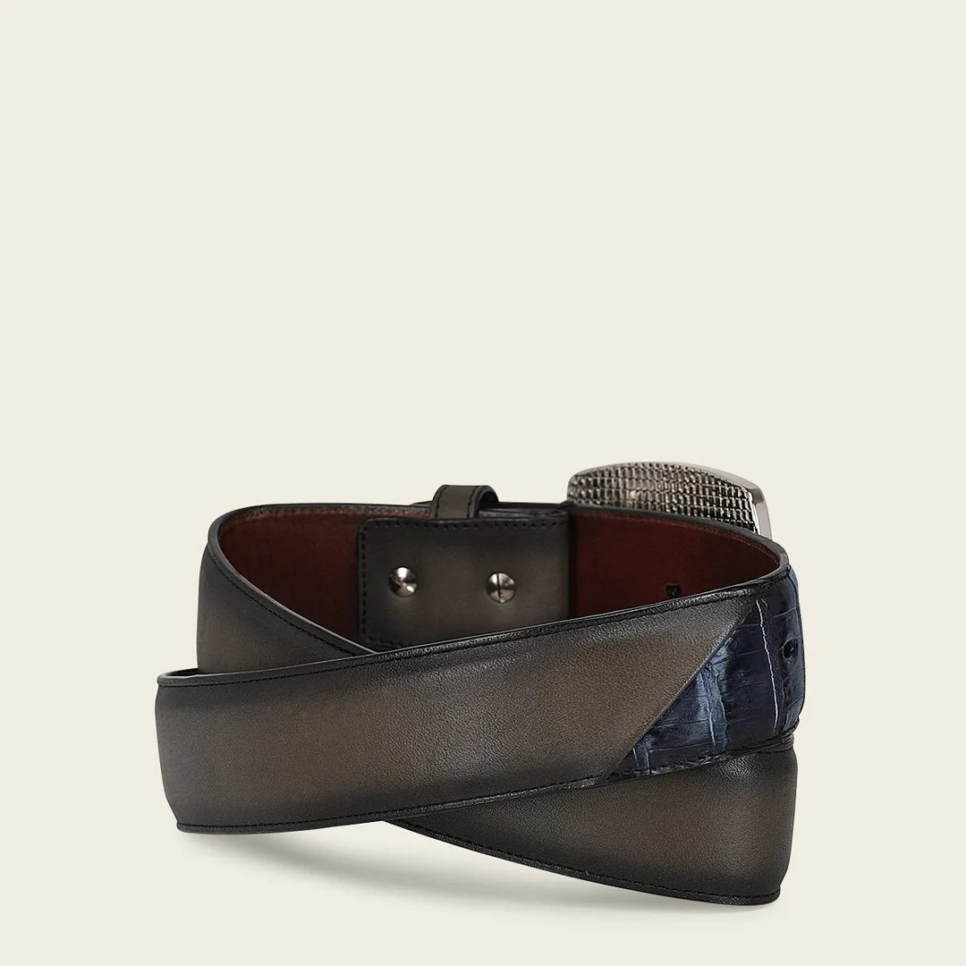 CV496FL - Cuadra blue western fashion caiman leather belt for men
