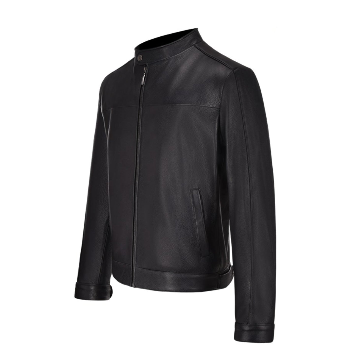 H297VEV - Cuadra black casual fashion quilted deer leather jacket for men-Kuet.us