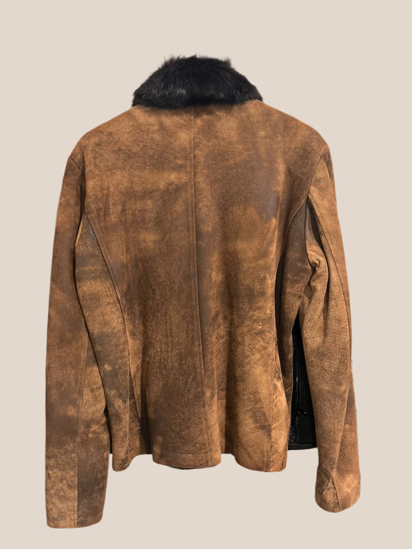 M256COC - Cazadora casual tejida de piel de cordero CAFE Cuadra para mujer