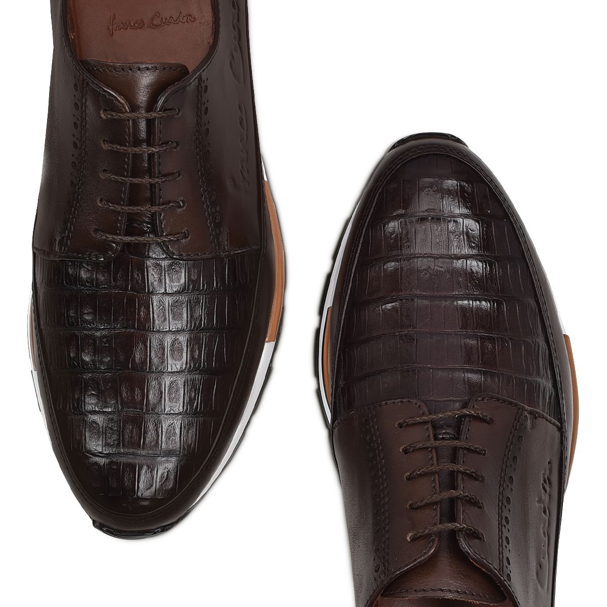 127CWTS - Cuadra chocolate casual fashion caiman derby sneakers for men-Kuet.us
