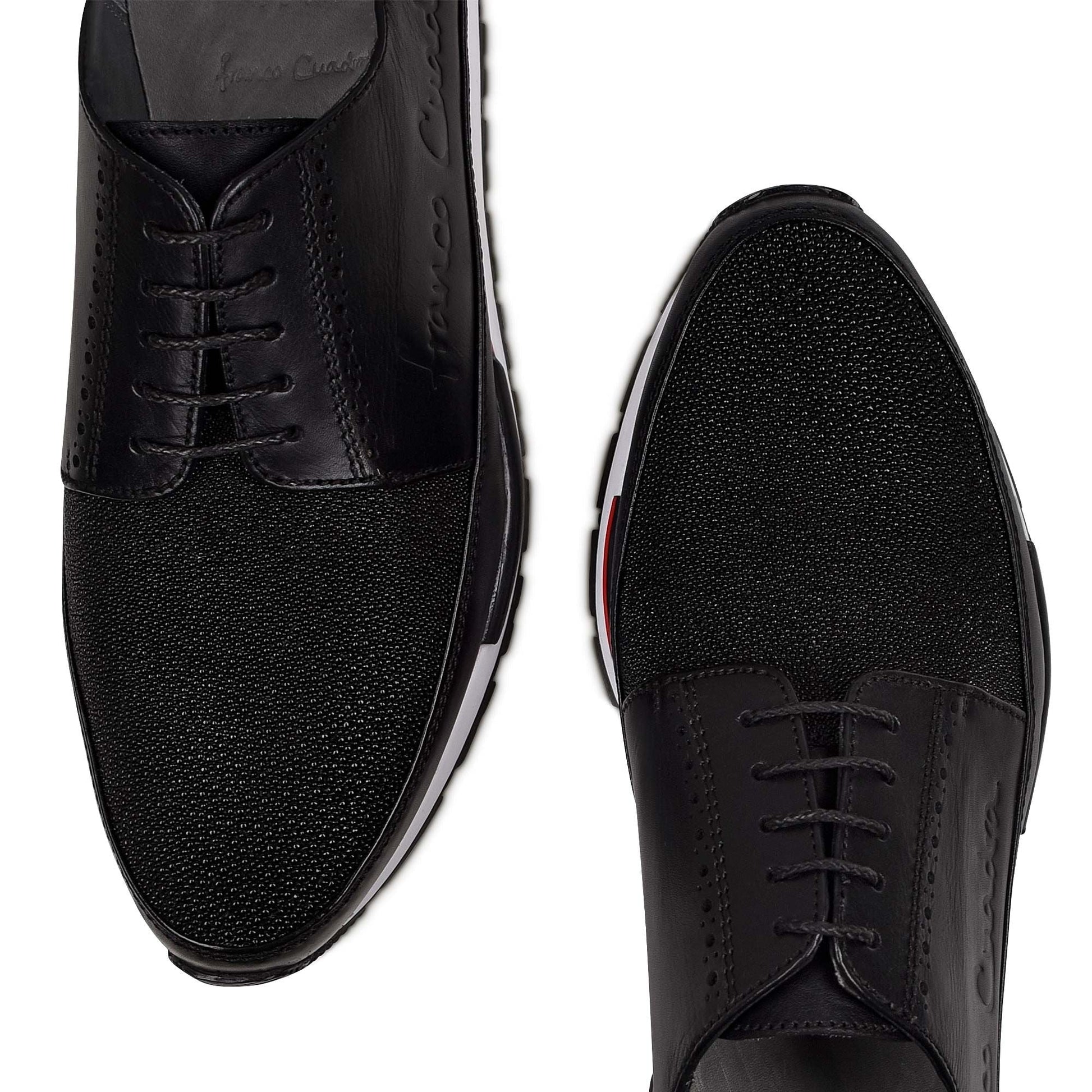 127MTTS - Cuadra black casual fashion stingray derby sneakers for men-Kuet.us