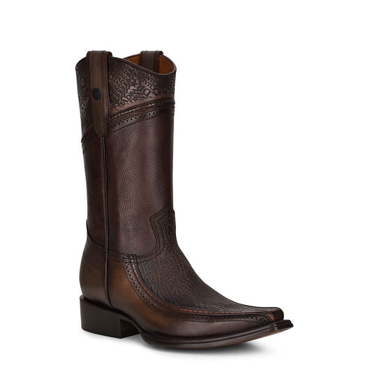 1B1DTI - Cuadra brown casual cowboy exotic shark leather boots for men-Kuet.us