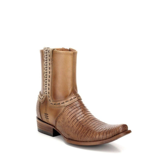 1J1FLT - Cuadra sand vintage fashion cowboy lizard mid booties for men-Kuet.us