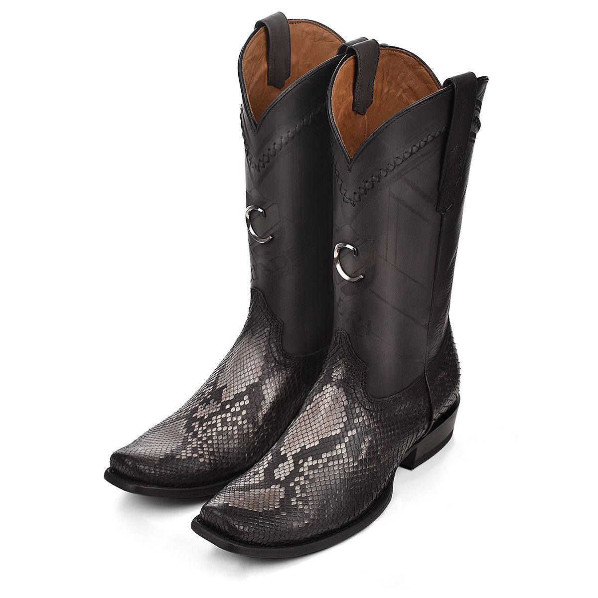 1J2FPH - Cuadra black dress cowboy python leather boots for men-Kuet.us