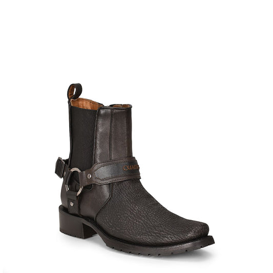1J2LTI - Cuadra gray casual cowboy shark leather zip ankle boots for men-Kuet.us