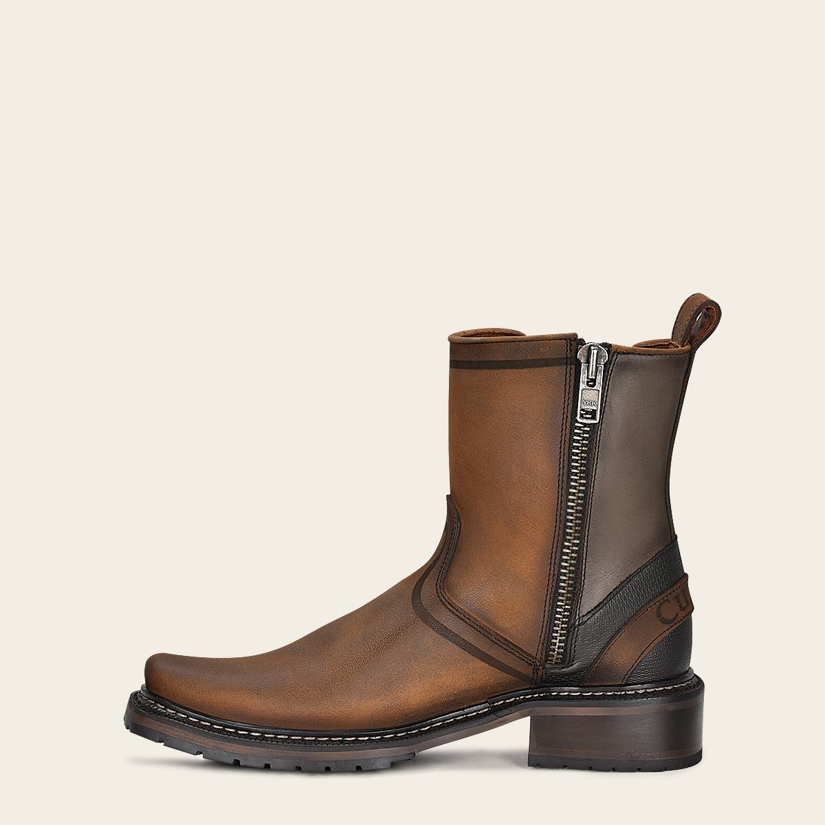 1J2ORS - Cuadra brown casual cowboy cowhide Chelsea ankle boots for men-Kuet.us