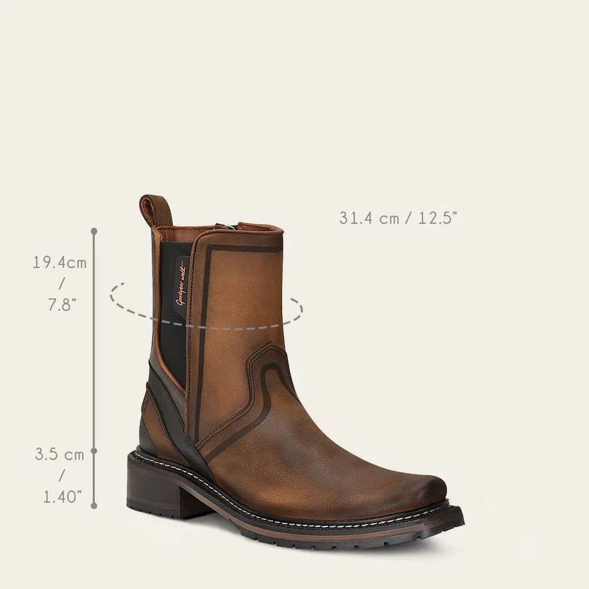 1J2ORS - Cuadra brown casual cowboy cowhide Chelsea ankle boots for men-Kuet.us