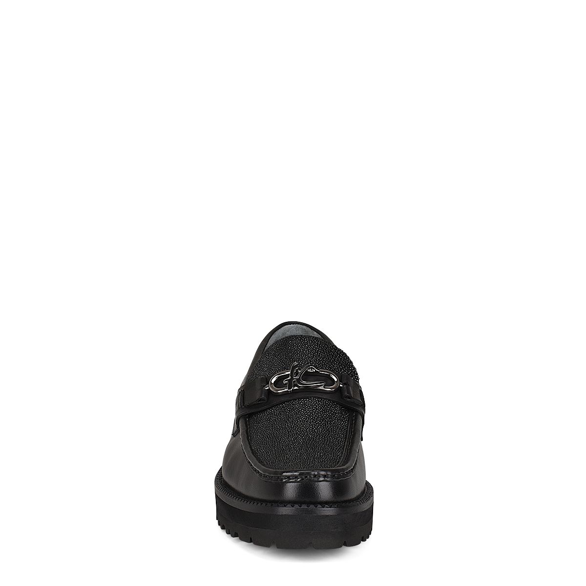 2D7MTTS - Cuadra black casual stingray leather platform bit moccasins for men-Kuet.us