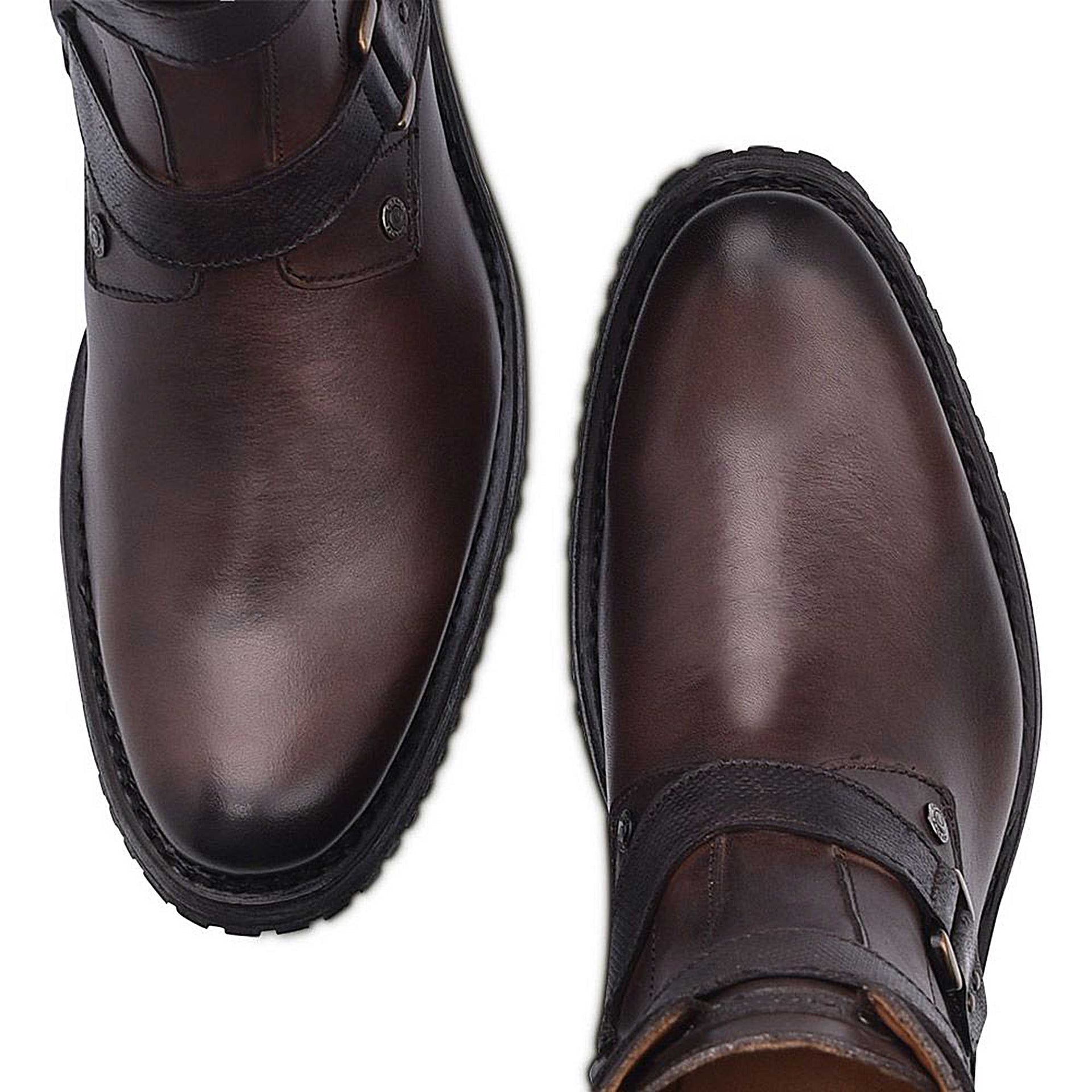 2T13CS - Cuadra brown vintage fashion cowboy leather ankle boots for men-Kuet.us