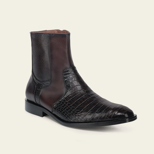 31JLPBI - Franco Cuadra brown dress casual alligator leather ankle boots for men