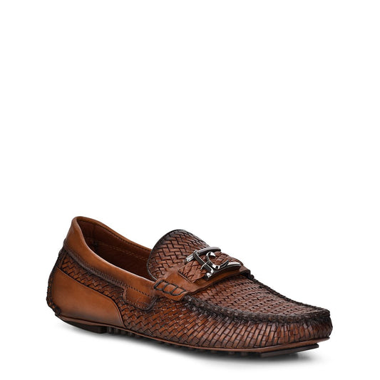 37VTETV - Cuadra almond casual fashion woven leather driver for men-Kuet.us