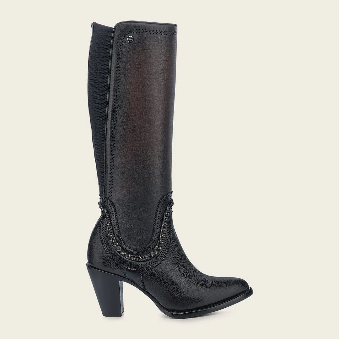 3F0RRS - Cuadra chocolate western cowgirl cowhide leather knee high boots for women