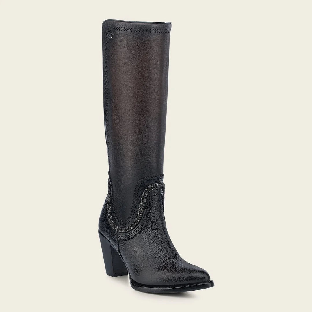 3F0RRS - Cuadra chocolate western cowgirl cowhide leather knee high boots for women
