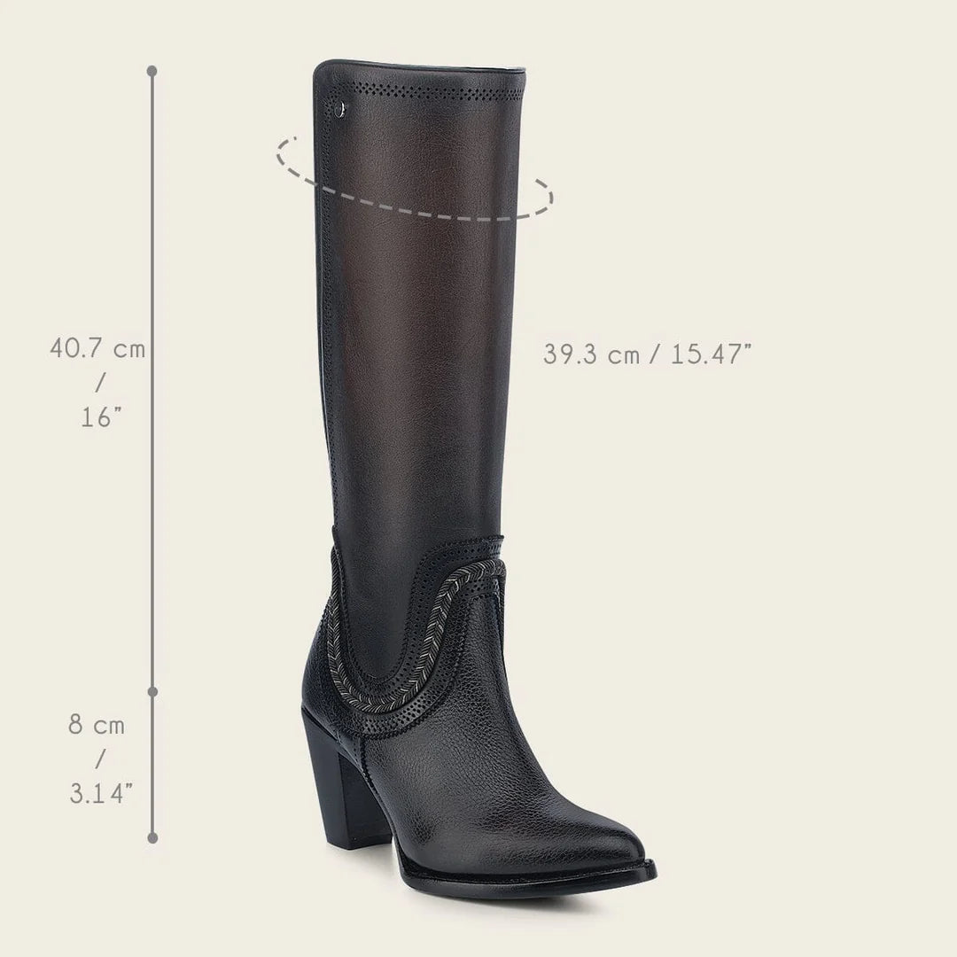 3F0RRS - Cuadra chocolate western cowgirl cowhide leather knee high boots for women
