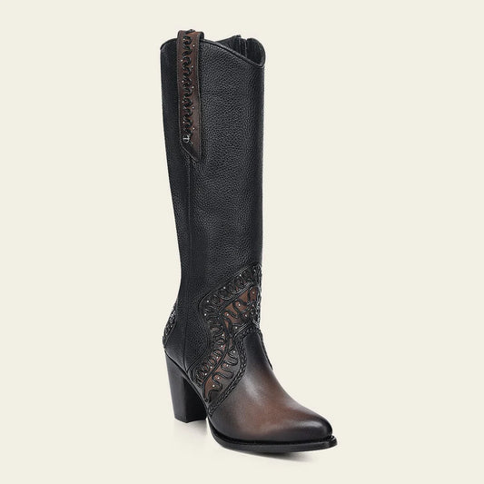 3F1CRS - Cuadra chocolate western cowgirl cowhide leather knee high boots for women