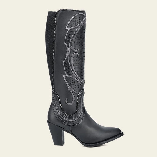 3F1DRS - Cuadra gray western cowgirl cowhide leather knee high boots for women