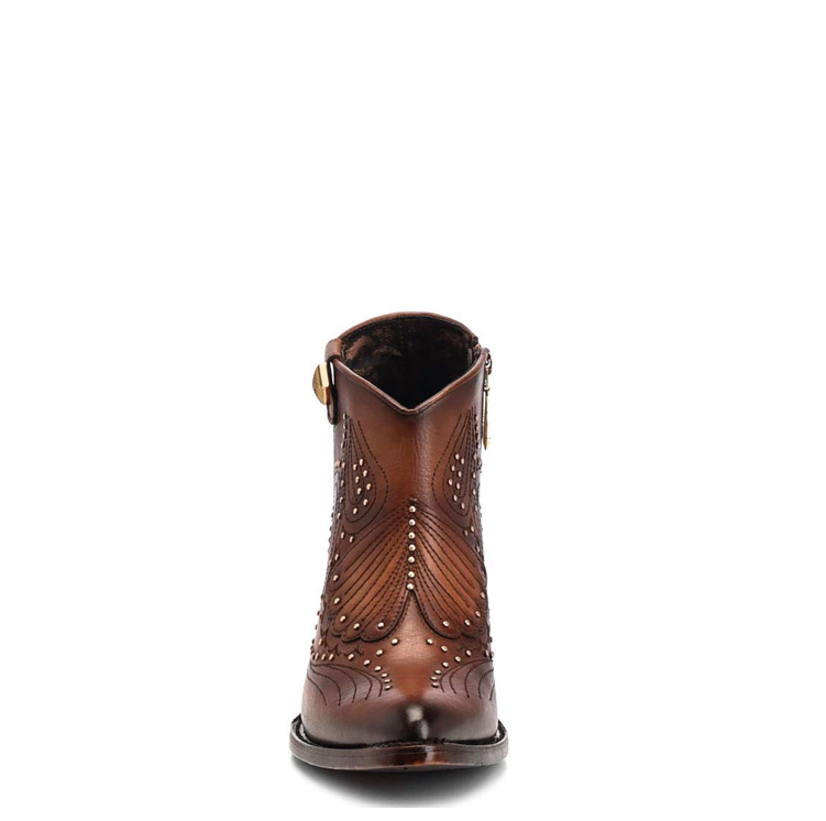 3F58RS - Cuadra chestnut brown fashion cowboy leather ankle boots for women-Kuet.us