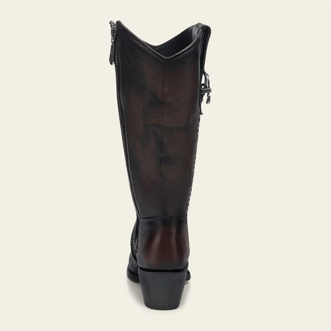 4A45PM - Cuadra chocolate python boots for women