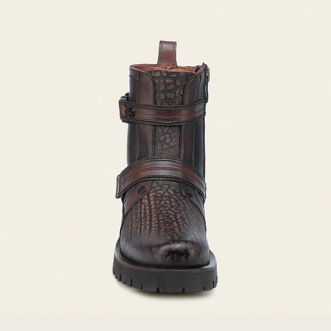 4D24TC - Cuadra honey dress casual bull neck leather zip ankle boots for men
