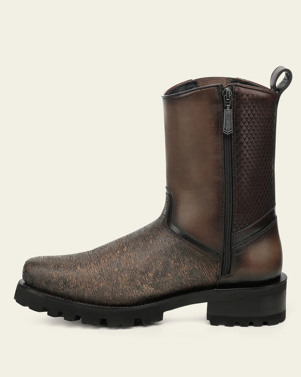 4D33RS - Cuadra gray dress casual leather zip ankle boots for men