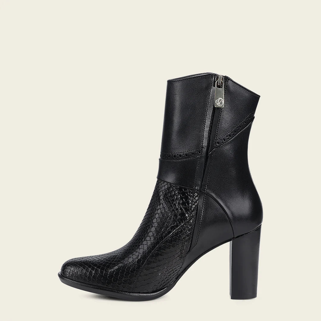 4G3PMTS- Franco Cuadra black casual fashion python skin ankle boots for women