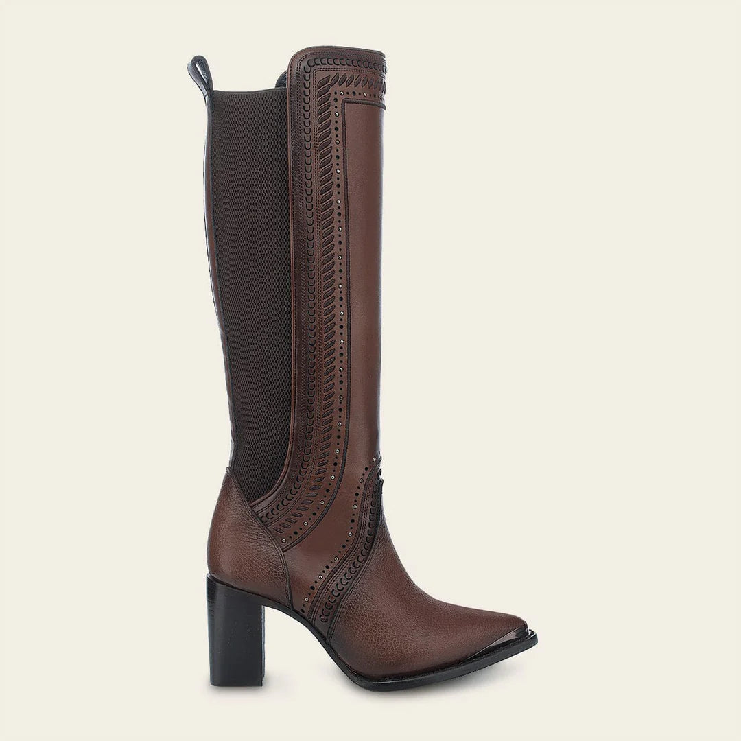 4I16RS - Cuadra brown western cowgirl cowhide leather ankle boots for women