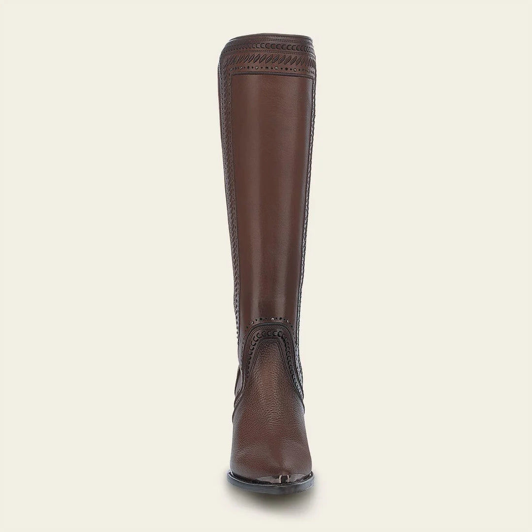4I16RS - Cuadra brown western cowgirl cowhide leather ankle boots for women
