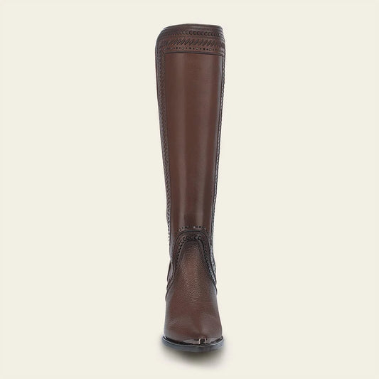 4I16RS - Cuadra brown western cowgirl cowhide leather ankle boots for women