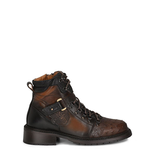 4J08A3 - Cuadra brown casual fashion ostrich ankle boots for men-Kuet.us