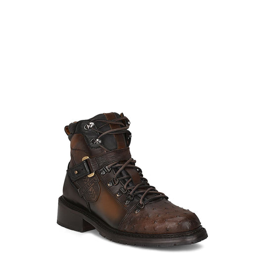 4J08A3 - Cuadra brown casual fashion ostrich ankle boots for men-Kuet.us