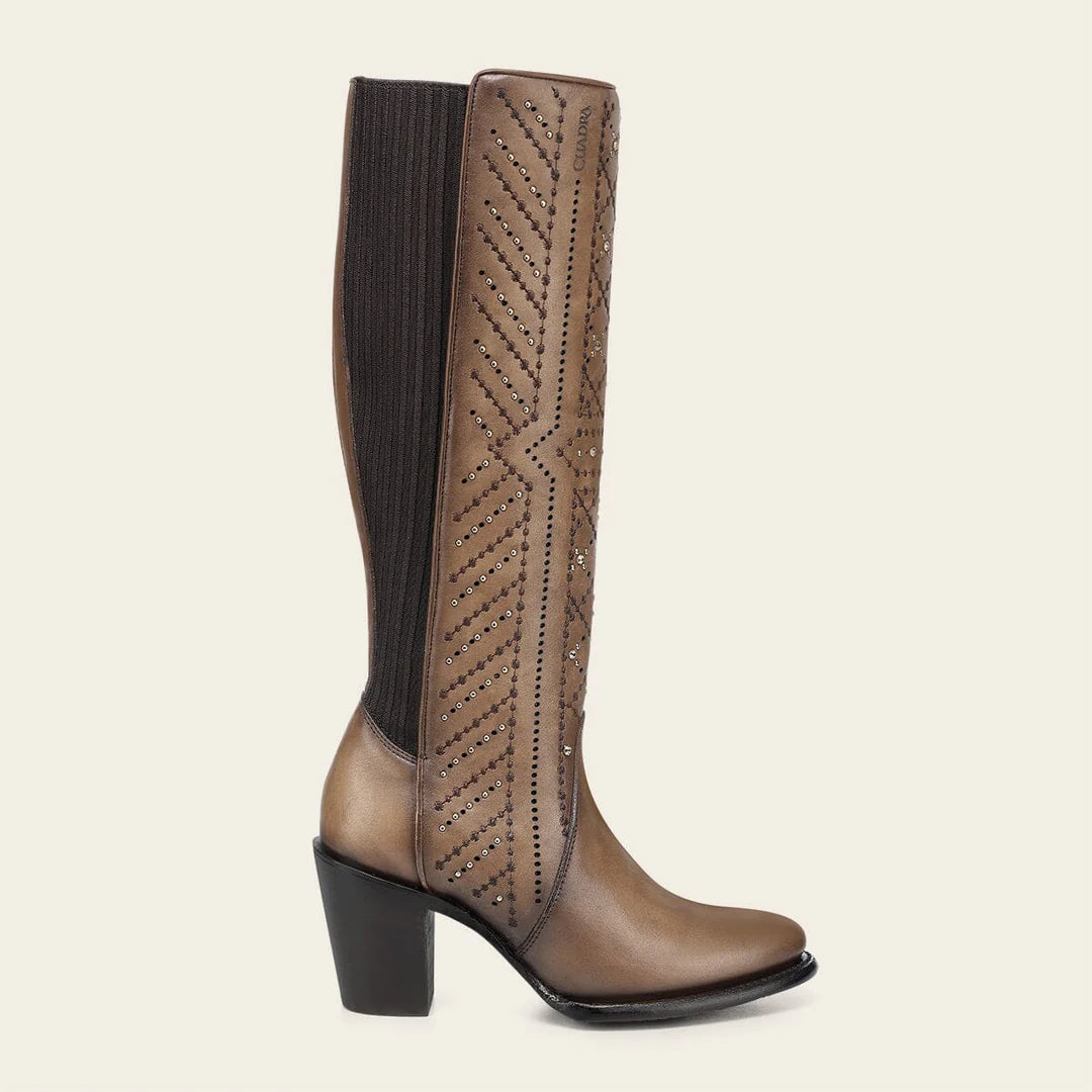 4V24RS - Cuadra almond western cowgirl leather boots for women