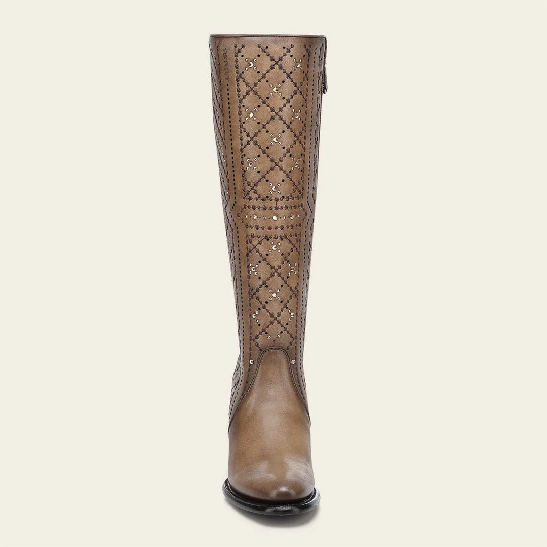 4V24RS - Cuadra almond western cowgirl leather boots for women