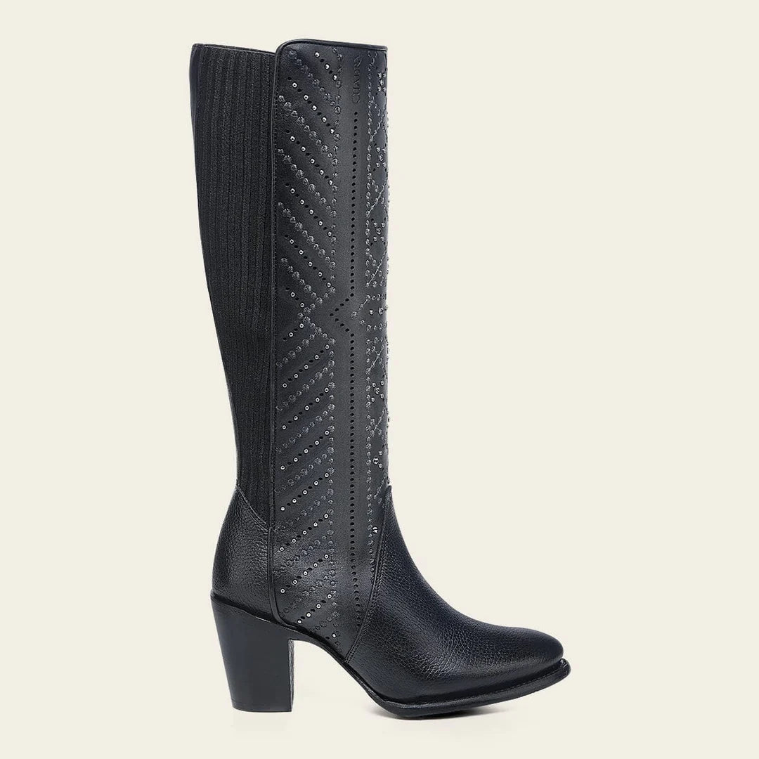 4V24RS - Cuadra black western cowgirl leather boots for women