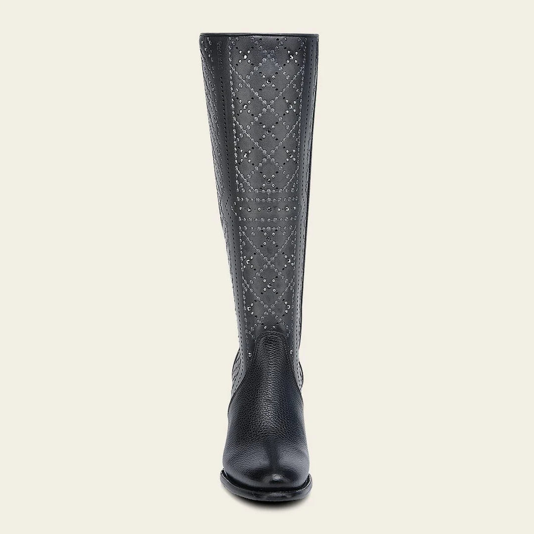 4V24RS - Cuadra black western cowgirl leather boots for women
