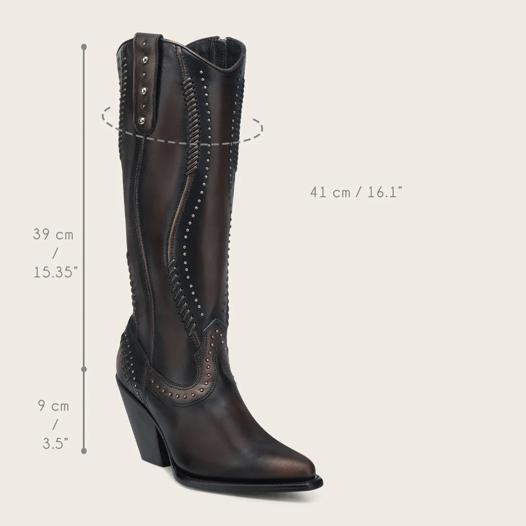 4W21RS - Cuadra chocolate western cowgirl cowhide leather boots for women
