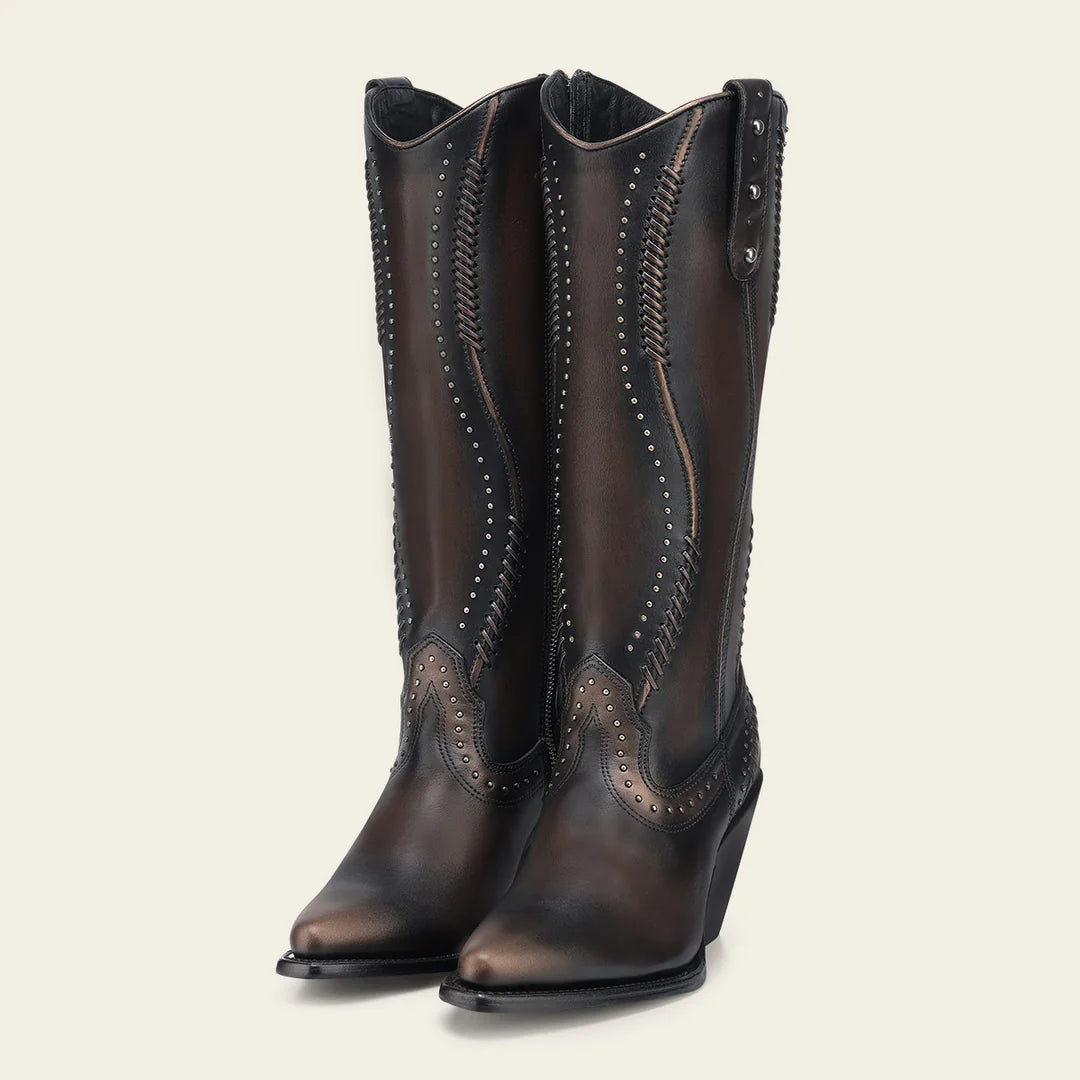 4W21RS - Cuadra chocolate western cowgirl cowhide leather boots for women