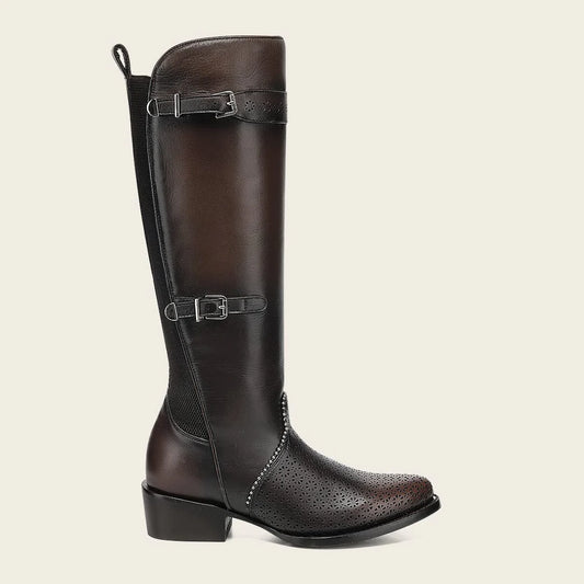 4X04RS - Cuadra brown casual fashion leather strapped tall boots for women