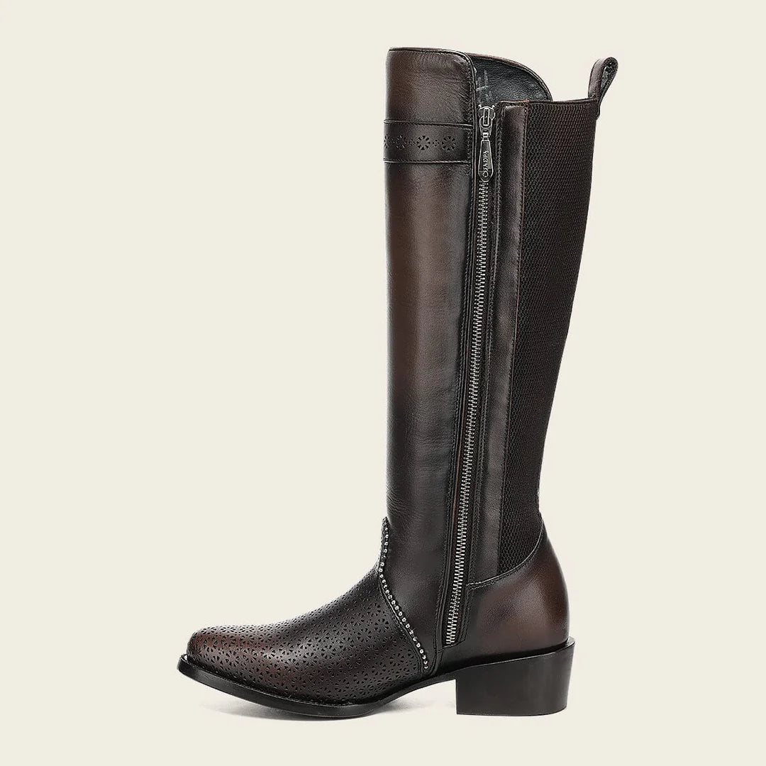 4X04RS - Cuadra brown casual fashion leather strapped tall boots for women