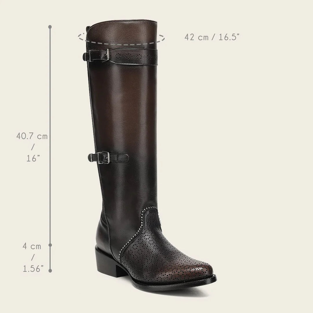 4X04RS - Cuadra brown casual fashion leather strapped tall boots for women