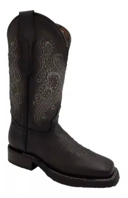 4M02RS - Cuadra black western cowgirl cowhide leather rodeo boots for women-Kuet.us