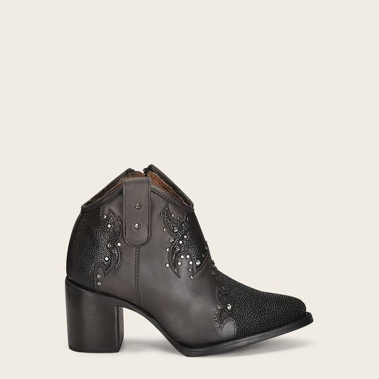 4Q12MA - Cuadra black fashion stingray skin ankle boots for women-Kuet.us