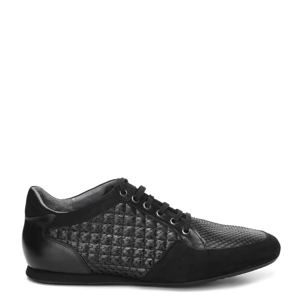 56KPMVL - Cuadra black casual fashion python quilted sneakers for men-Kuet.us