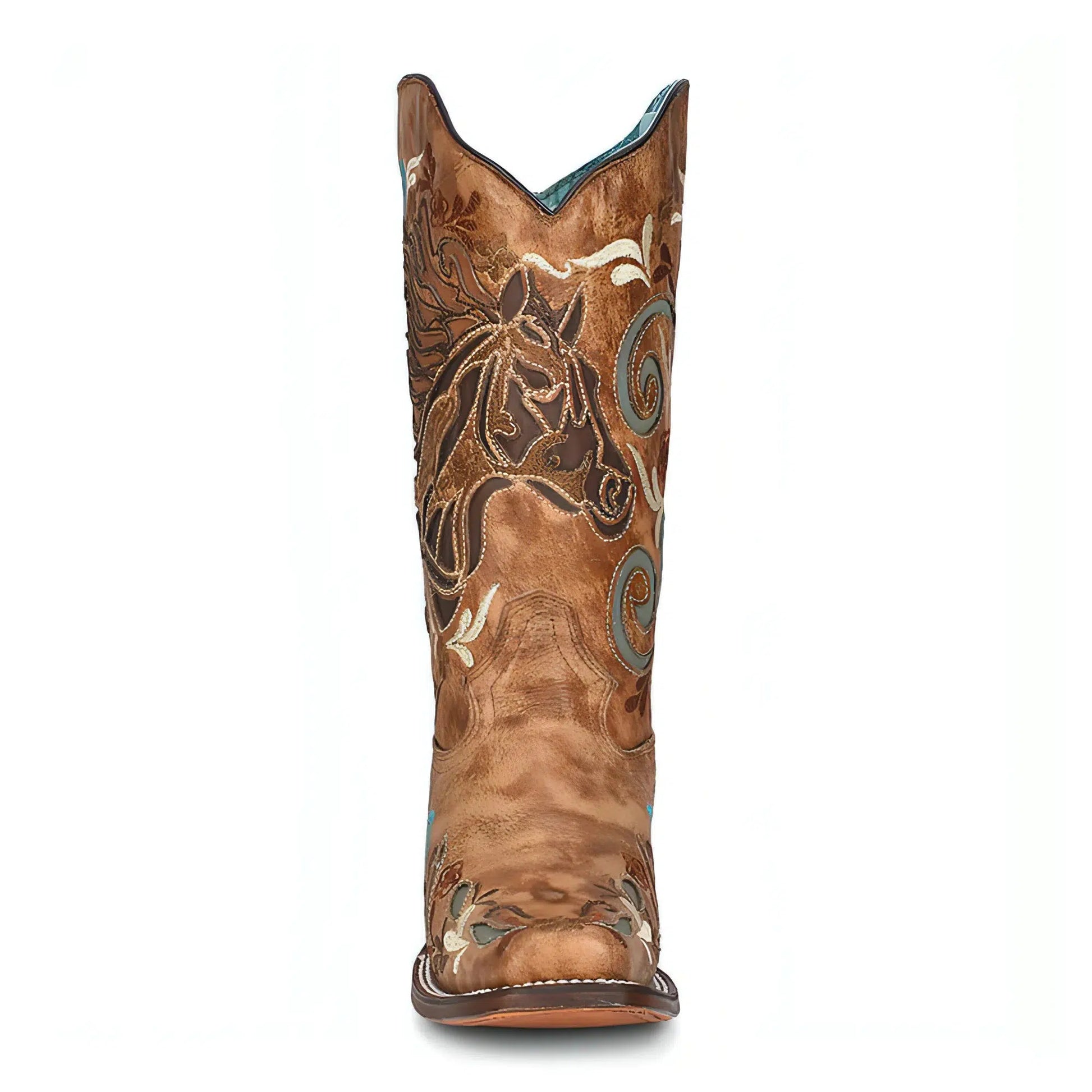 A4266 - M Corral brown western cowgirl leather boots for women-Kuet.us
