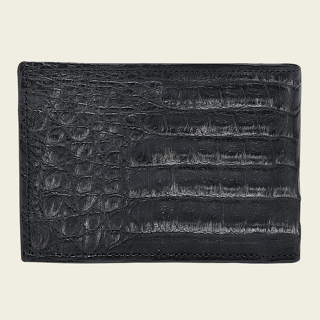 BC030FY - Cuadra black caiman leather bi fold wallet for men