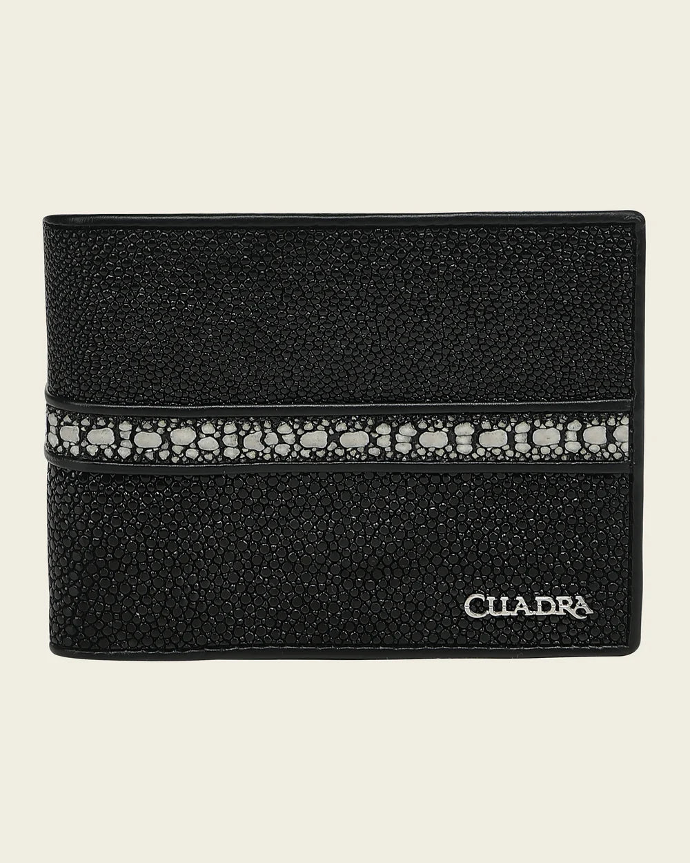 BC057MA - Cuadra black stingray leather bi fold wallet for men
