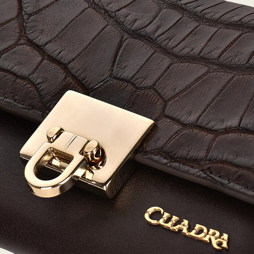 BD197MO - Cuadra black fashion tri-fold moreletti leather wallet for women
