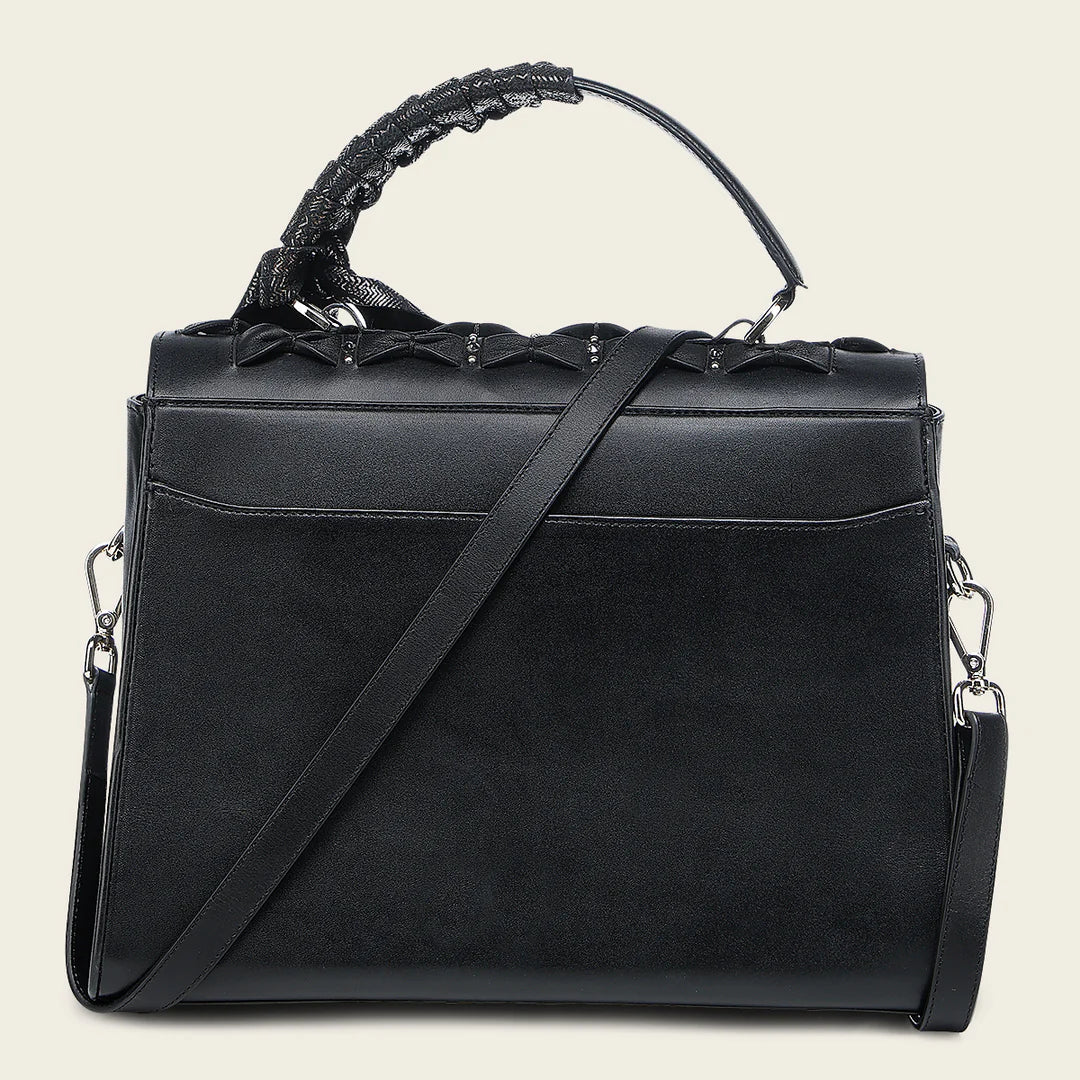 BOD3MRS - Cuadra black dress fashion leather purse for women